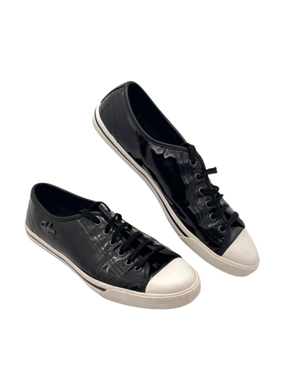 Cole Haan Womens Shoes Black Patent Leather Sneakers Nike Air Sole Size 8.5 B
